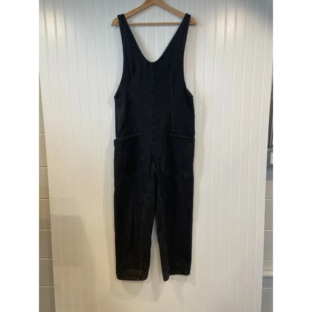 High Roller Jumpsuit Women's Small Black Denim, Travel, Boho, Casual - Picture 2 of 5